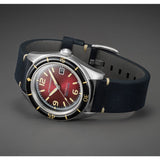 Spinnaker Fleuss Japan Automatic 3 Hands Watch | Oxblood Red / Stainless Steel / Red / Blue