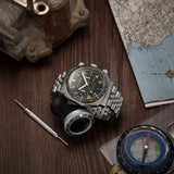 Spinnaker Hull Japan Quartz California Chronograph Watch | Vintage Black / Stainless Steel / Black / Stainless Steel