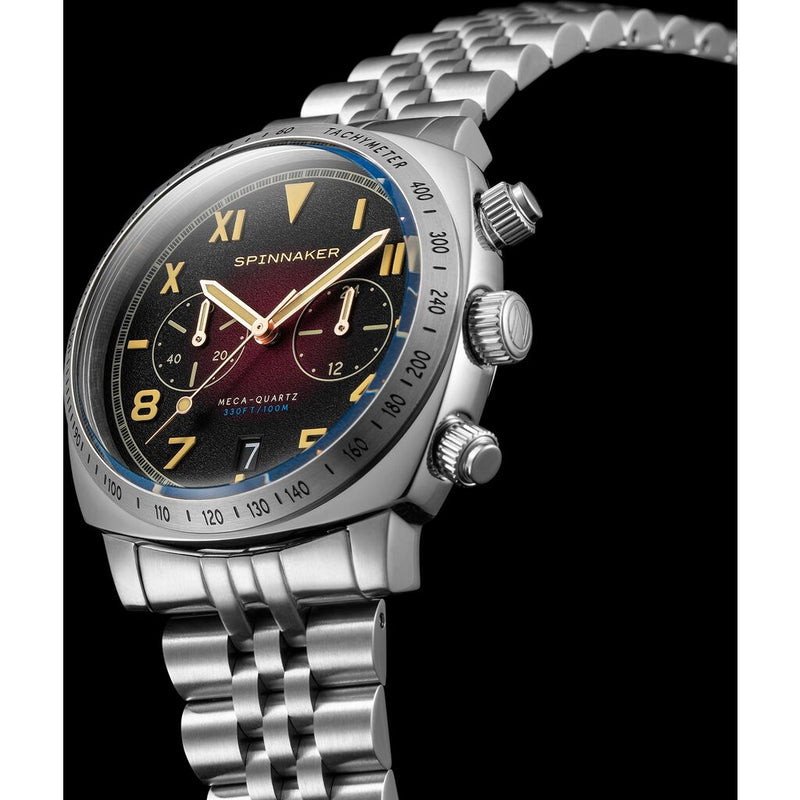 Spinnaker Hull Japan Quartz California Chronograph Watch | Oxblood / Stainless Steel / Red / Stainless Steel