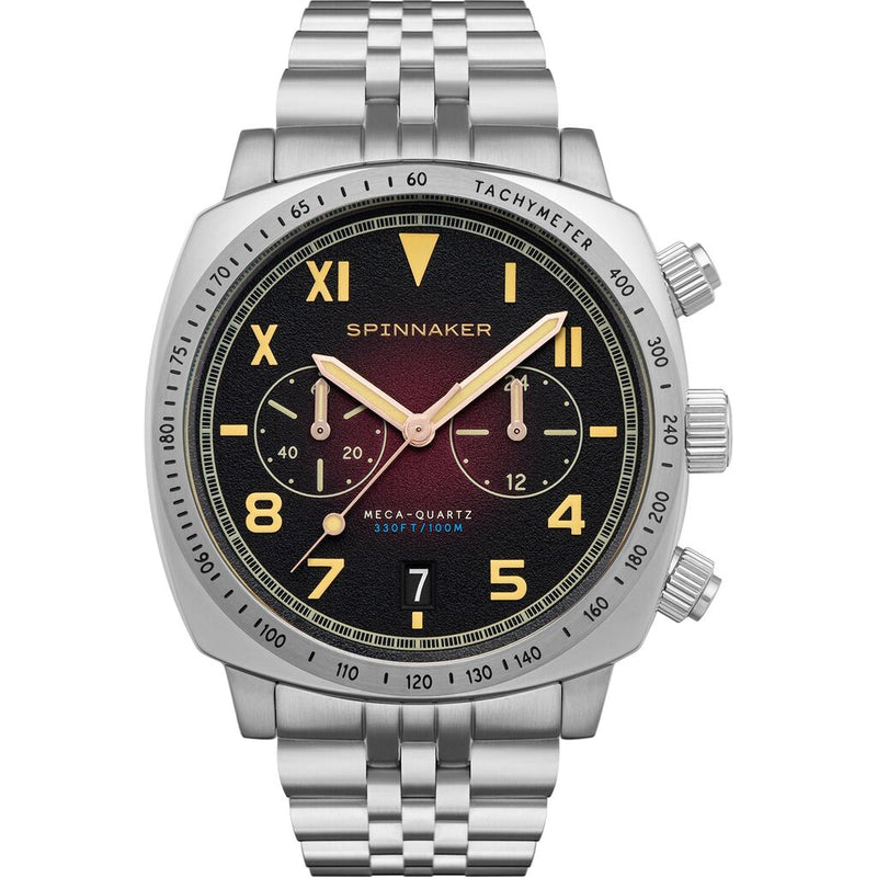 Spinnaker Hull Japan Quartz California Chronograph Watch | Oxblood / Stainless Steel / Red / Stainless Steel