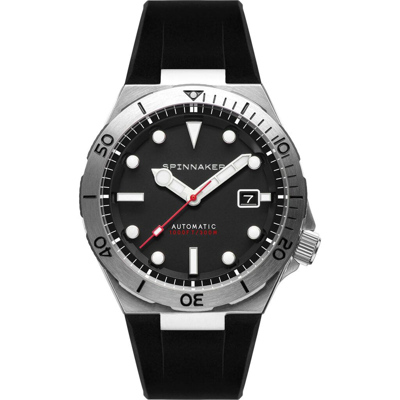 Spinnaker Boettger Japan Automatic NBR 3 Hands Watch | Obsidian Black / Stainless Steel / Black / Black