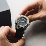 Spinnaker Fleuss Japan Automatic 3 Hands Watch | Sunset Orange / Stainless Steel / Blue / Black