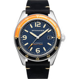 Spinnaker Fleuss Japan Automatic 3 Hands Watch | Sunset Orange / Stainless Steel / Blue / Black