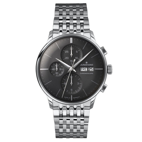 Junghans Meister Chronoscope Dark Grey Watch | Stainless Steel Bracelet 027/4324.44