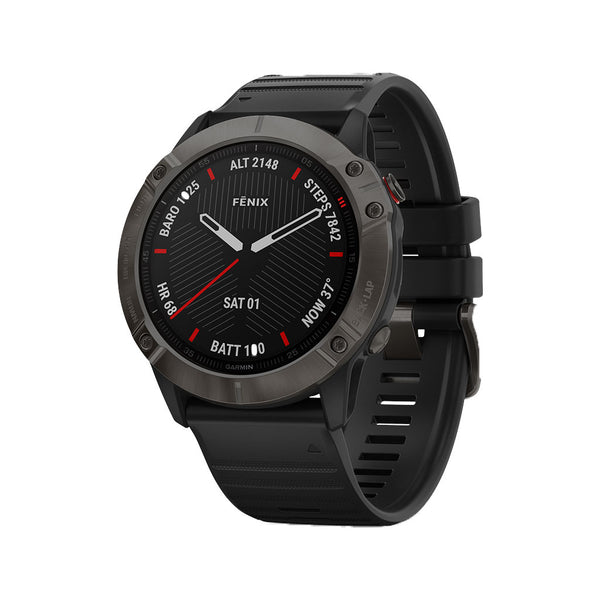 Garmin Fenix 6X Sapphire GPS Watch Carbon Gray DLC - Black Band, 010-02157-10