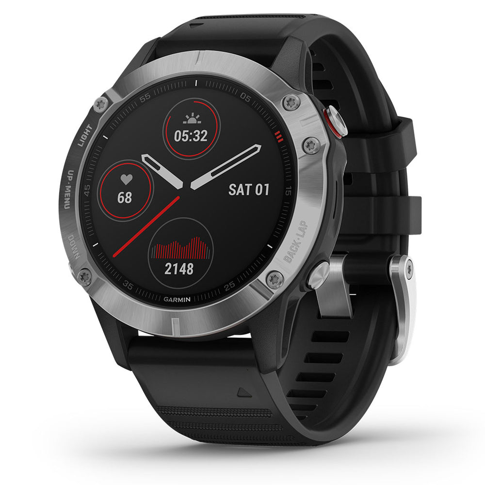 Garmin Fenix 6 GPS Sport Smartwatch Silver - Black Band, 010-02158 
