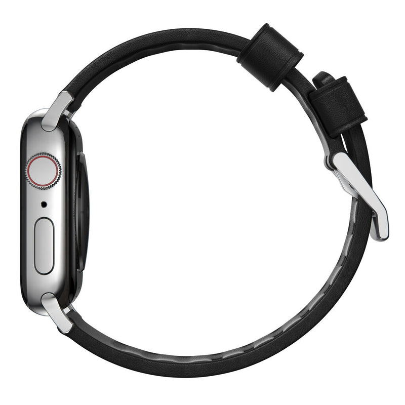 Hello Nomad Apple Watch Active Strap 44mm/42mm | Black Leather/Silver Hardware