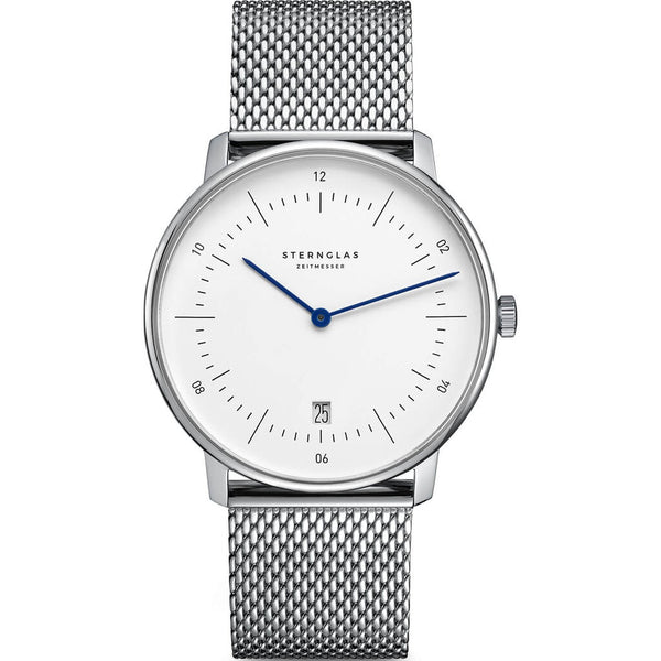 Sternglas Naos Quartz Watch Milanaise Strap | White Silver/Silver