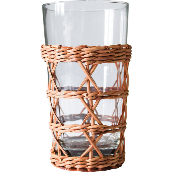 Seagrass Indochine & Rattan Cage Highball | 6 pc Glassware Set