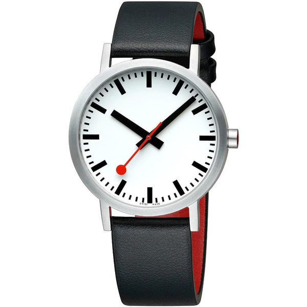 Mondaine Official Swiss Railways Classic Watch | Stainless Steel/Black Leather