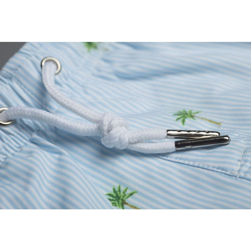 Bermies Palm Stripes Classic Swim Trunk | Light Blue