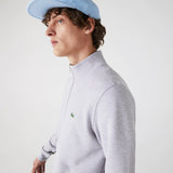 Lacoste Men's Zippered Stand-Up Fleece Sweatshirt | Silver Chine/CCA