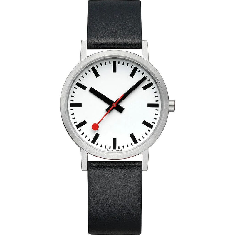 Mondaine Official Swiss Railways Classic Watch | Stainless Steel/Black Leather