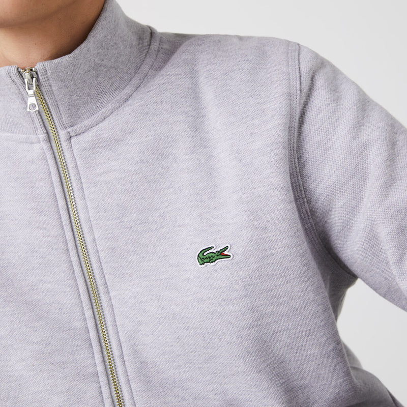 Lacoste Men's Zippered Stand-Up Fleece Sweatshirt | Silver Chine/CCA