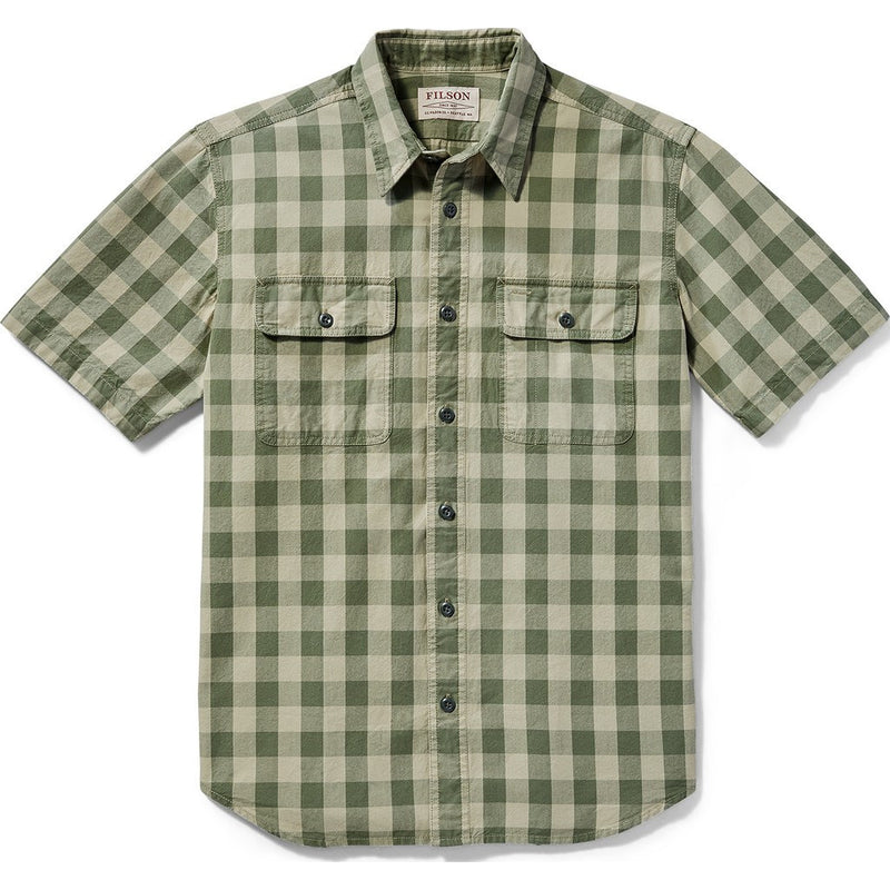 Filson Lightweight Short Sleeve Kitsap Work Shirt | Olive/Khaki Checkered 20002811 S