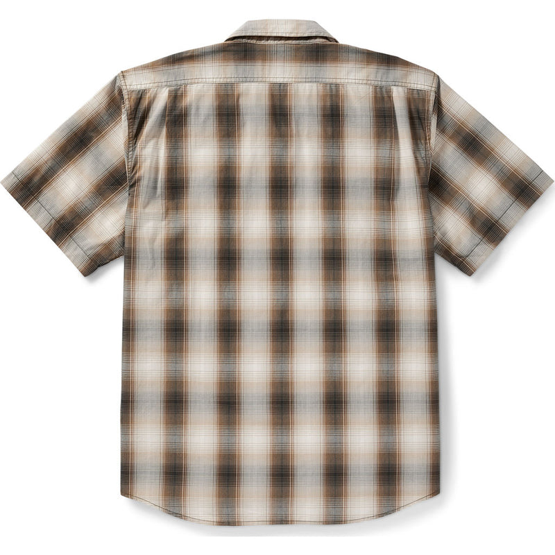Filson Men's Short Sleeve Feather Cloth Shirt - Brown, Black Plaid