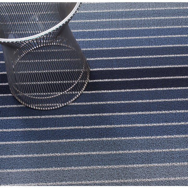 Chilewich 18x28 Block Stripe Shag Doormat | Denim - 200498-002