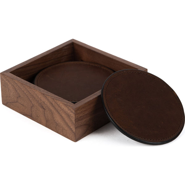 Moore & Giles Leather Coasters W/ Walnut Box