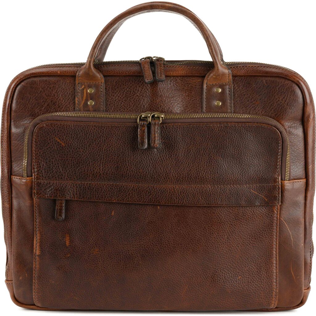 Moore & Giles Jay Modern Briefcase Titan Milled Brown Sportique
