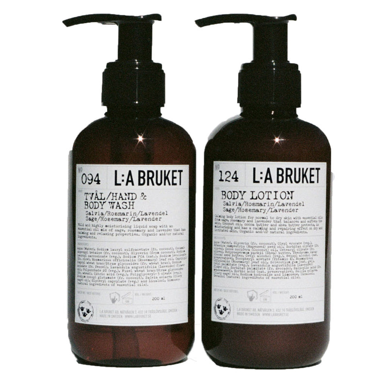 L:A Bruket No 208 Duo-kit Liquid Soap & Body Lotion | Sage/Rosemary/Lavender
