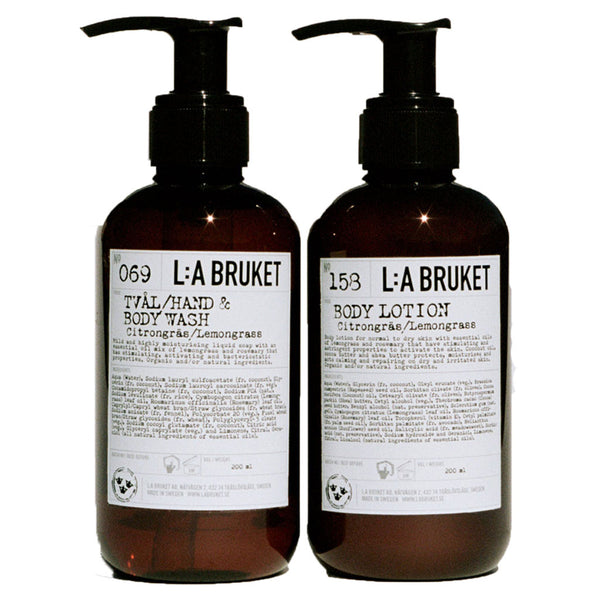 L:A Bruket No 209 Duo-kit Liquid Soap & Body Lotion | Lemongrass