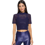 Koral Stella Open Mesh Crop Top - Evening Blue