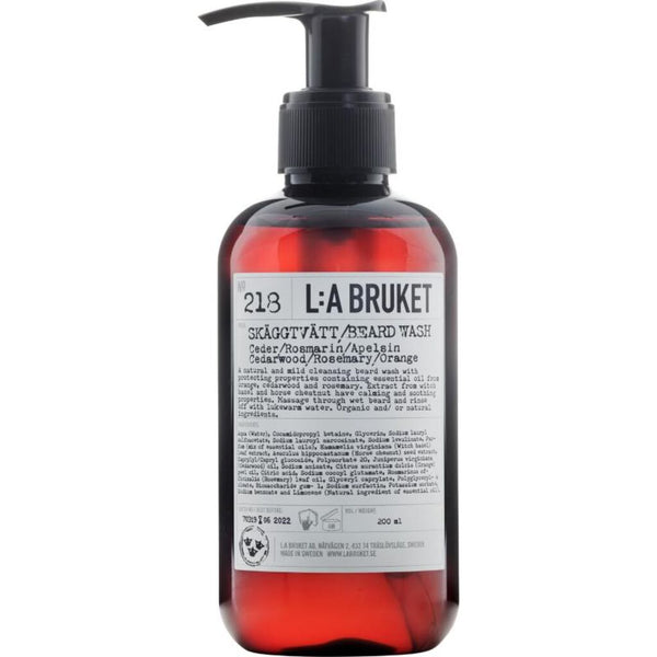 L:A Bruket No 218 Beard Wash 200 ml | Cedarwood/Rosemary/Orange