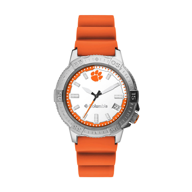 Columbia Collegiate Peak Patrol Clemson Tigers Men's Analog Watch | Orange Silicone Strap