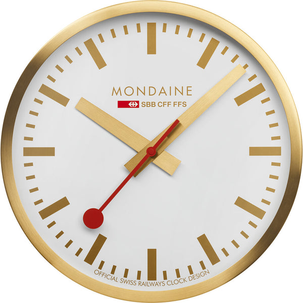 Mondaine Official Swiss Railways Clock 250 mm | Aluminum Brushed/White Dial