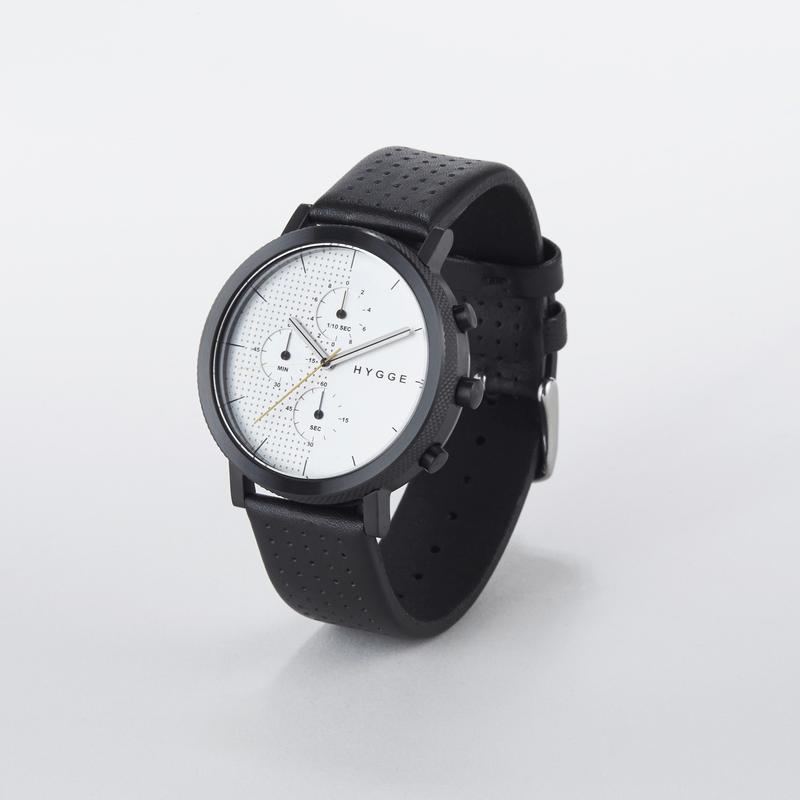 Hygge 2204 Series Black/Silver Watch | Leather