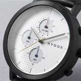 Hygge 2204 Series Black/Silver Watch | Leather
