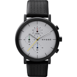 Hygge 2204 Series Black/Silver Watch | Leather