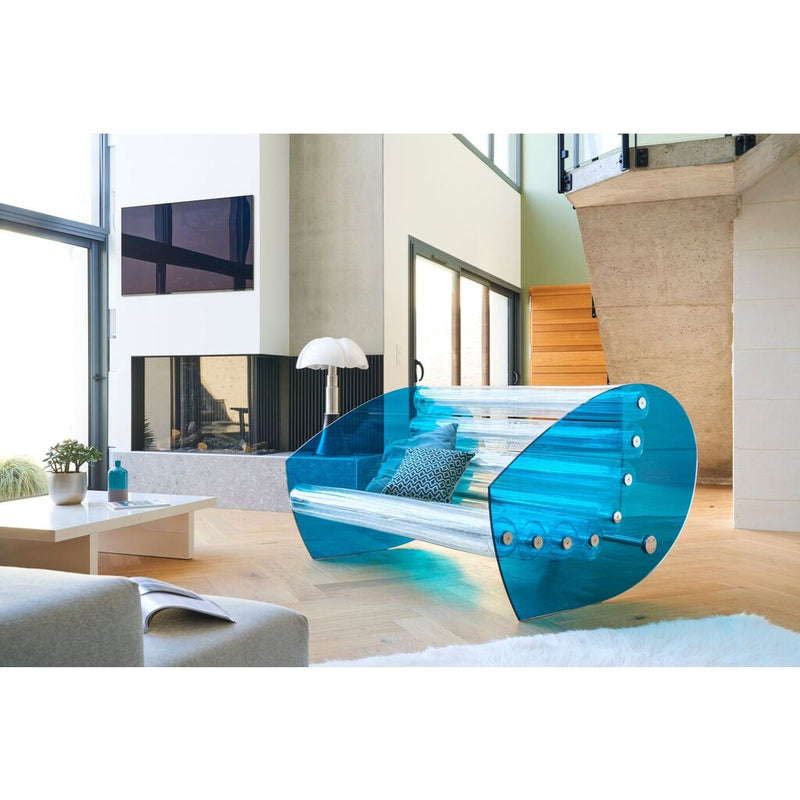 Mojow Model MW 05 Sofa with Coloured Safety Glass 116 Blue