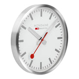 Mondaine Official Swiss Railways Clock 400 mm | Aluminum Brushed/White Dial