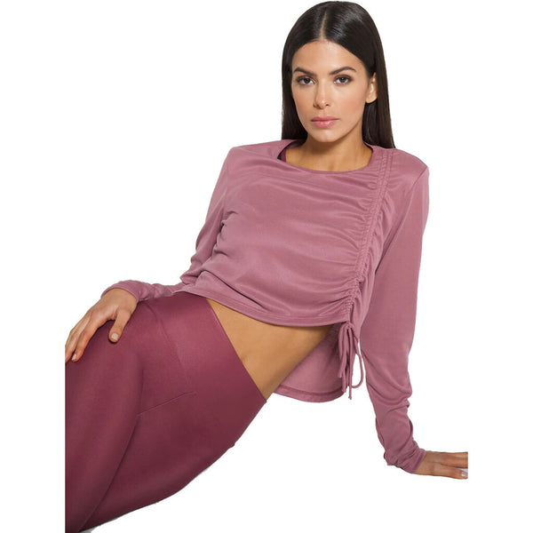 Koral Zina Marlow Cropped Long Sleeve Top - Rosewood
