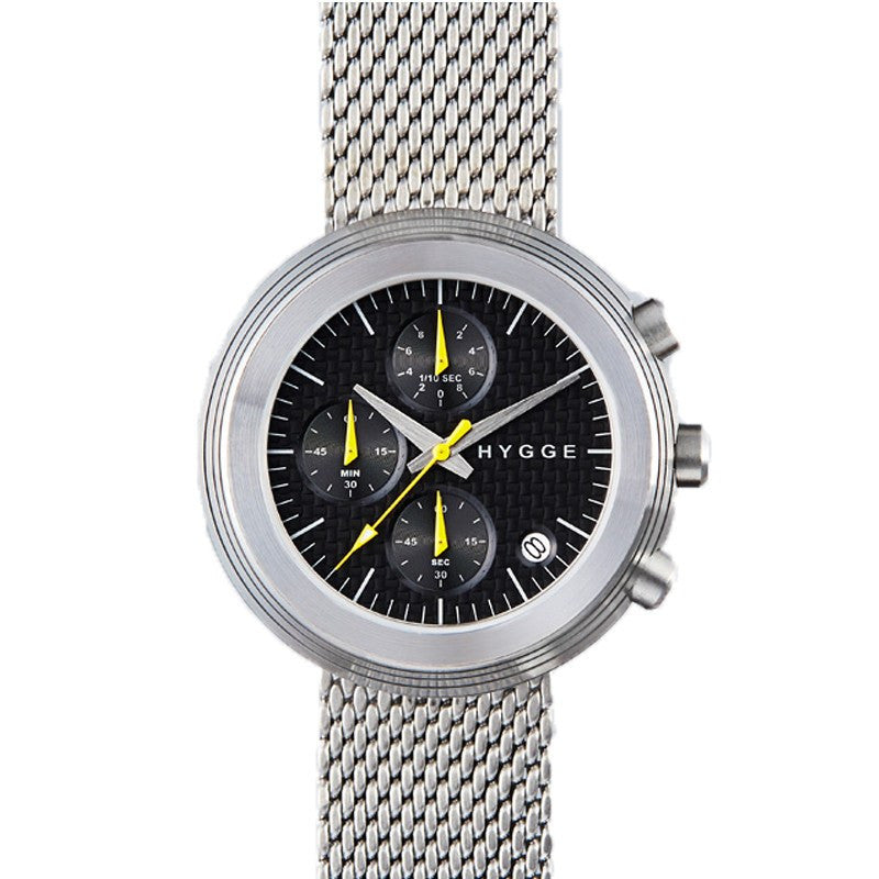 Hygge 2312 Series Chronograph Black/Silver Watch | Steel