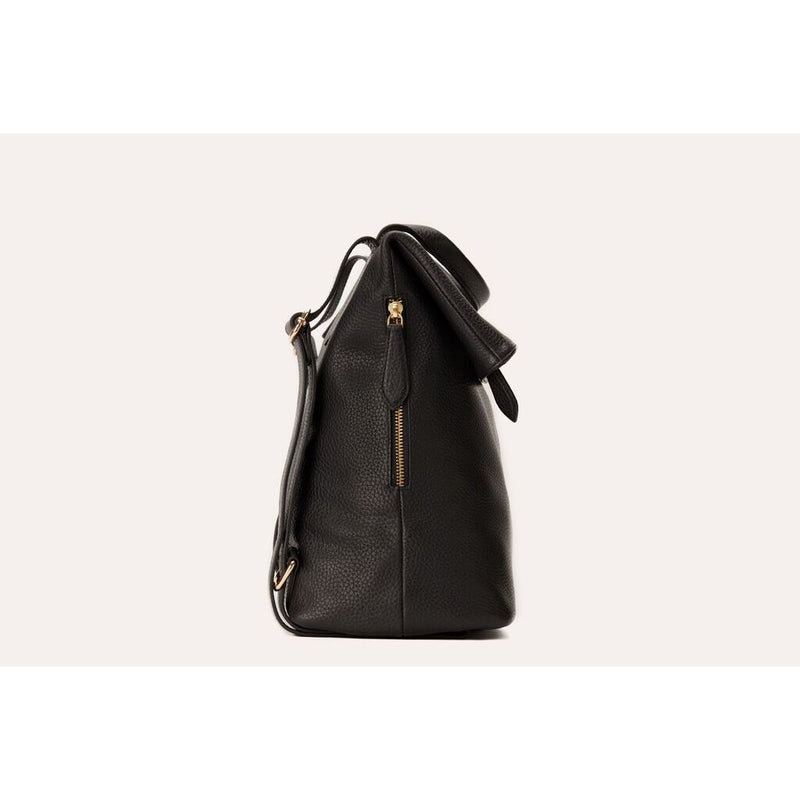 Kiko Leather Fold N Go Backpack | Black