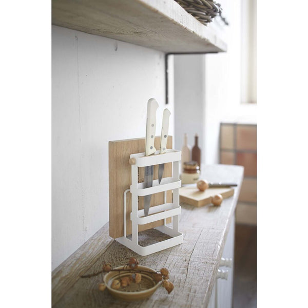 Yamazaki Tosca Knife & Cutting Board Stand | White