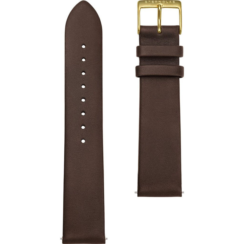 Sternglas Premium Leather Strap 20mm | Dark Brown Gold