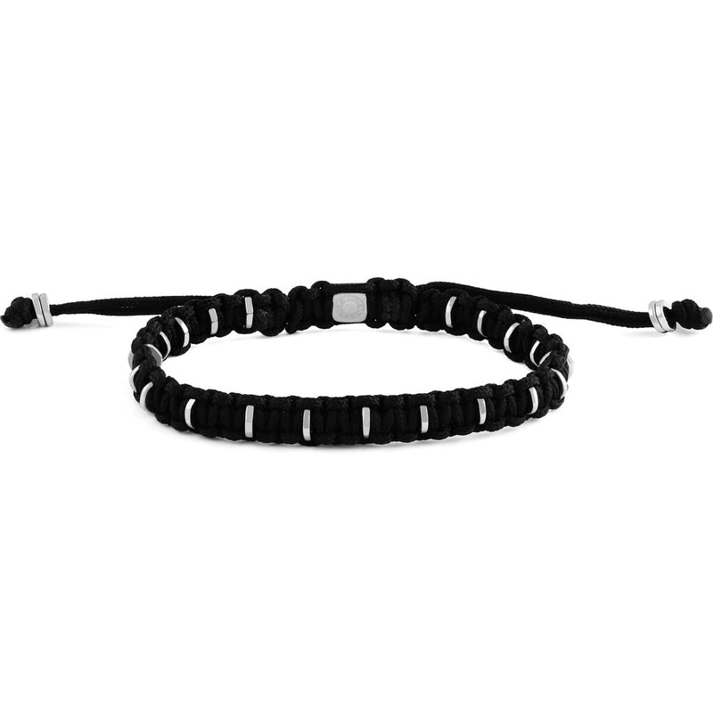 Tateossian Large Macrame Bamboo Bracelet | Rhodium Finish/Silver