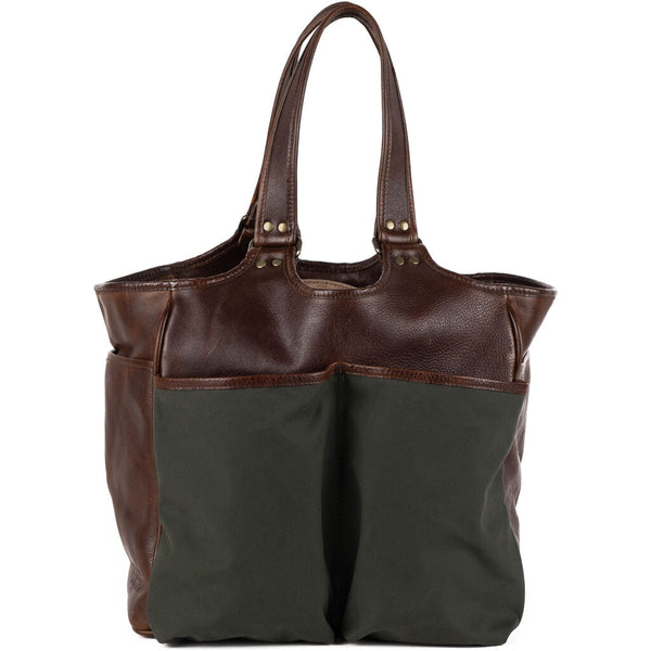 Moore & Giles Belle Picnic Tote | Ventile Olive/Titan Milled Brown
