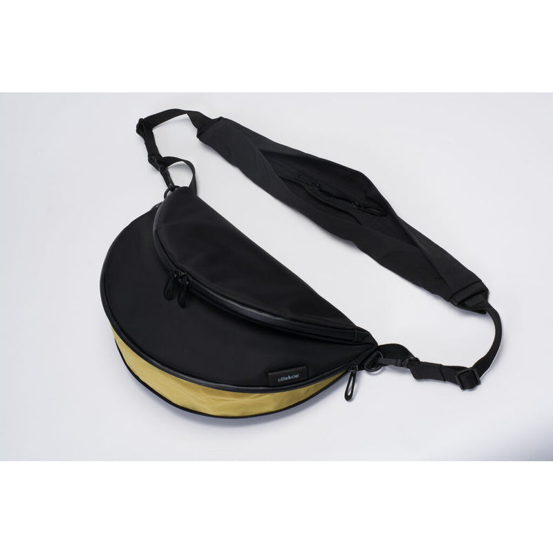 Cote & Ciel Hala S Sleek Nylon Crossbody Bag | Black/Yellow