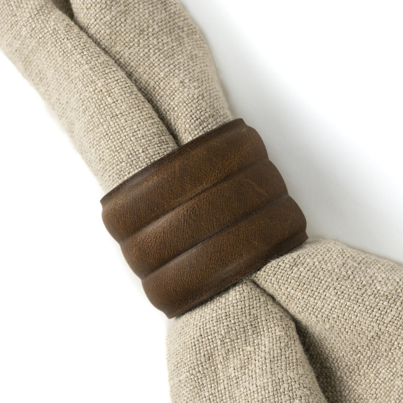 Moore & Giles Leather Napkin Rings Baldwin Oak | Set of 4