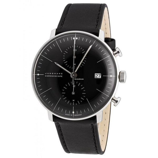 Junghans Max Bill Chronoscope Watch | Black Calfskin 027/4601.00