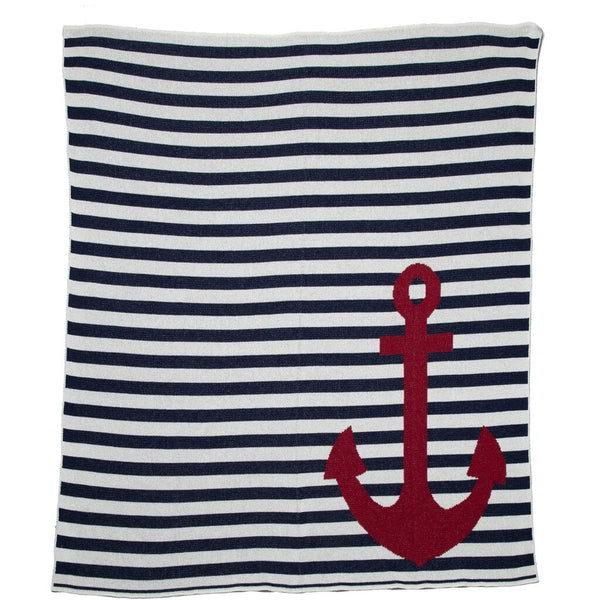 In2green Classic French Stripe Anchor Eco Throw | Marine