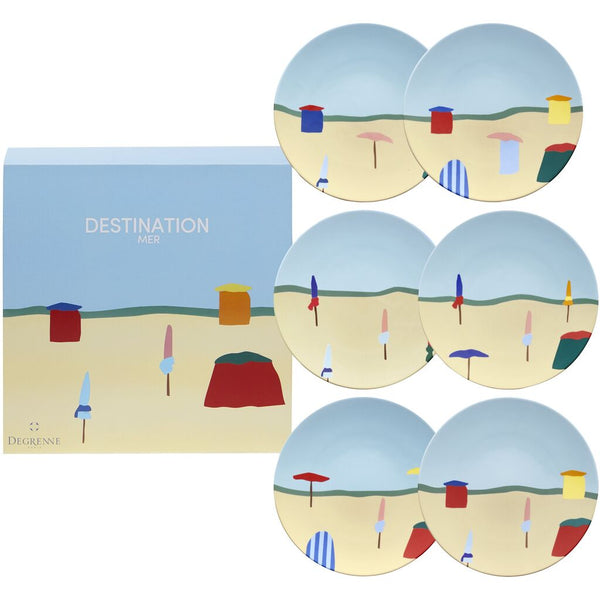 Degrenne Destination Mer Gift Box Of 6 Round Plates | 23cm