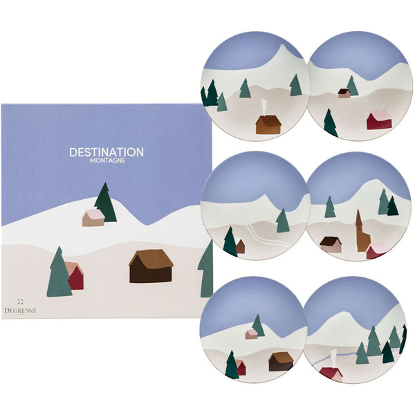Degrenne Destination Montagne 6 Round Plates Set | 23 Cm