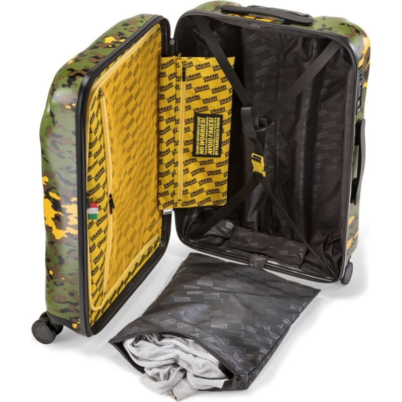 Crash Baggage Icon Pattern Trolley Suitcase | Green Camo