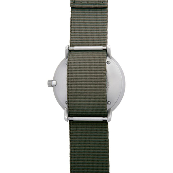 Junghans Max Bill Damen Automatic Mens Wrist Watch - 38mm Analog Watch Arabic and Baton Indices with Luminous Dots and Water Resistance, Olive Green Textile Strap 