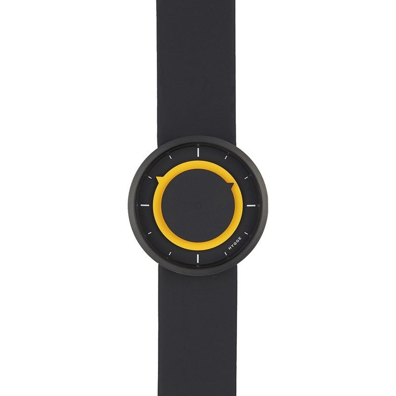 Hygge 3012 Series Black/Yellow Watch | Leather